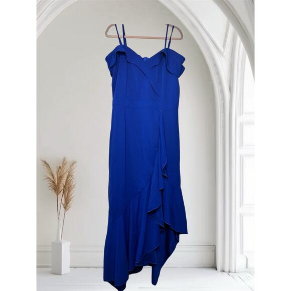 Royal Blue Off-the-Shoulder Ruffled Evening Evening Dress-XXL - Picture 1 of 10